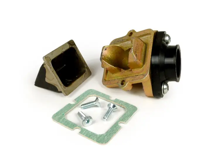 Pipe d’admission -EVERGREEN Imola- Lambretta 186cc Imola – Ø connexion=34mm (carburateurs Ø28-30mm – PHBH, VHSH, PWK28, TMX30, Smartcarb 26-28) Livraison Gratuite