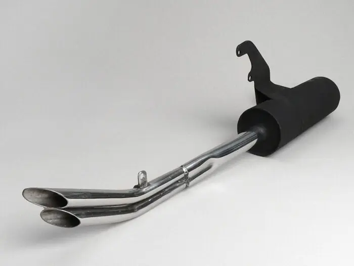 Echappement -LAMBRETTA 60s Replika- Lambretta série 1-3 - inox / noir - LI 125, LI 150, LiS 125, LiS 150, TV 175, SX, TV, GT, GP 125, 150, 200 Nouvel Arrivage