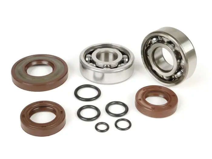 Kit roulements et joints spy pour vilebrequin -BGM ORIGINAL- Vespa V50, PV125, ET3, PK50S, PK80S, PK125S – 1x 6303 + 1x 6204 – joints toriques incl. – convient également pour la conversion au vilebrequin avec joint d&rsquo;huile Ø20mm (côté rotor) sur V50, Offre Spéciale