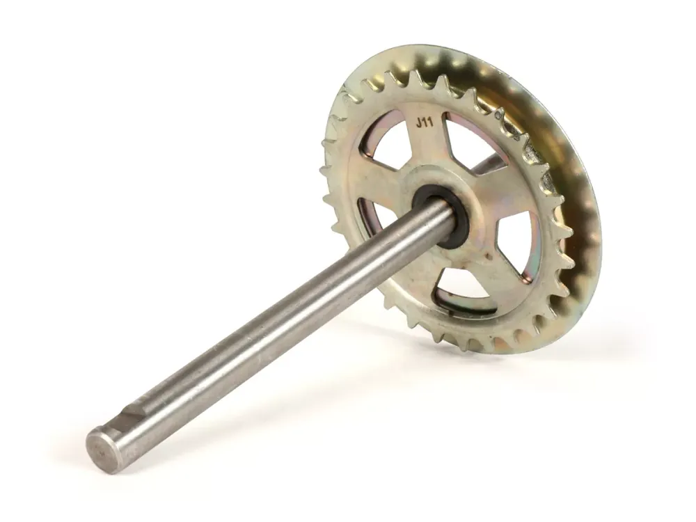 Petit Prix Axe de pédalier -RMS- Piaggio Ciao, Ciao PX, SI – pignon (28 dents) incl.