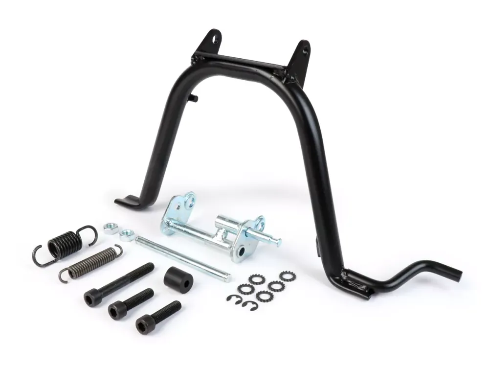 Garantie Incluse Béquille centrale pour réparation -RMS- pour les moteurs Minarelli, par exemple Yamaha Aerox, MBK Nitro, Aprilia SR50, Malaguti F12R LC, Beta Ark – noir